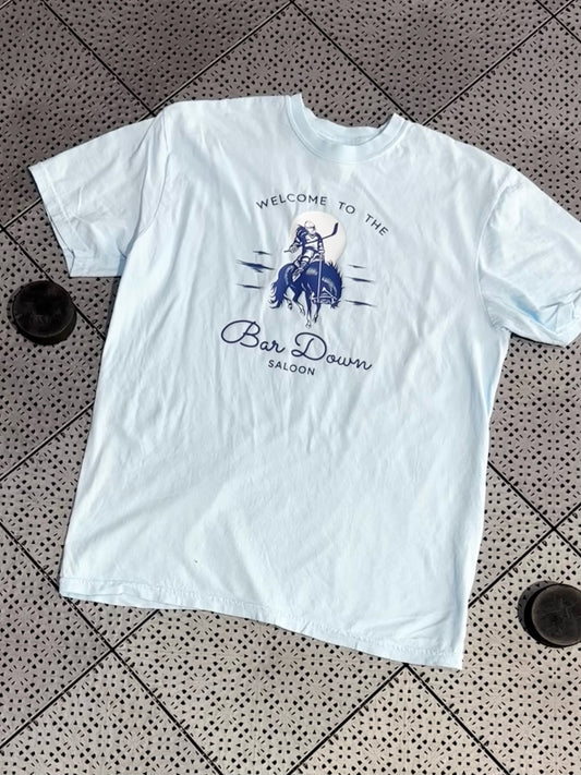 Bar Down Saloon - Blue | Unisex Garment Dyed Heavyweight T-Shirt